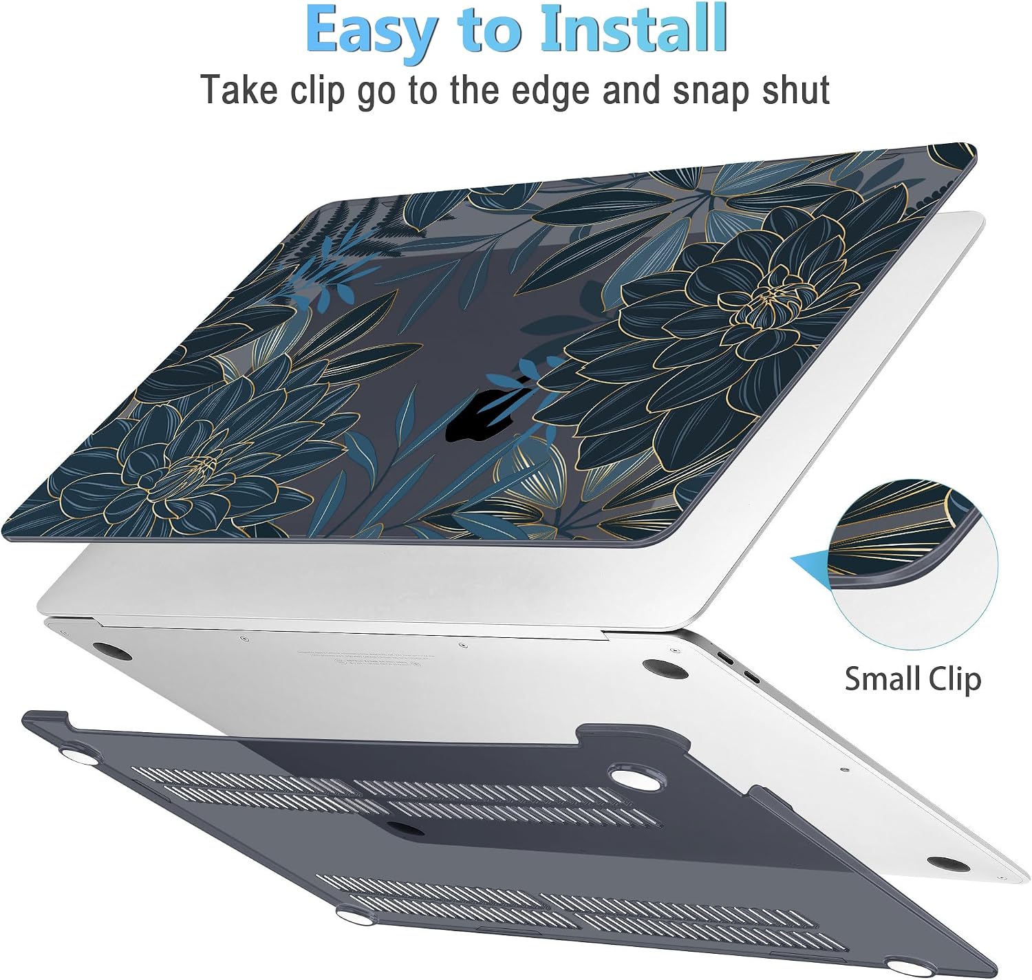 Mektron Case for MacBook Air 13 inch M1 A2337 A2179 A1932,Hard Cover 2018-2021 Air 13-inch with Touch ID, Exclusively Designed Protective Shell with Keyboard Skin Screen Protector,Dahlia Flower C035